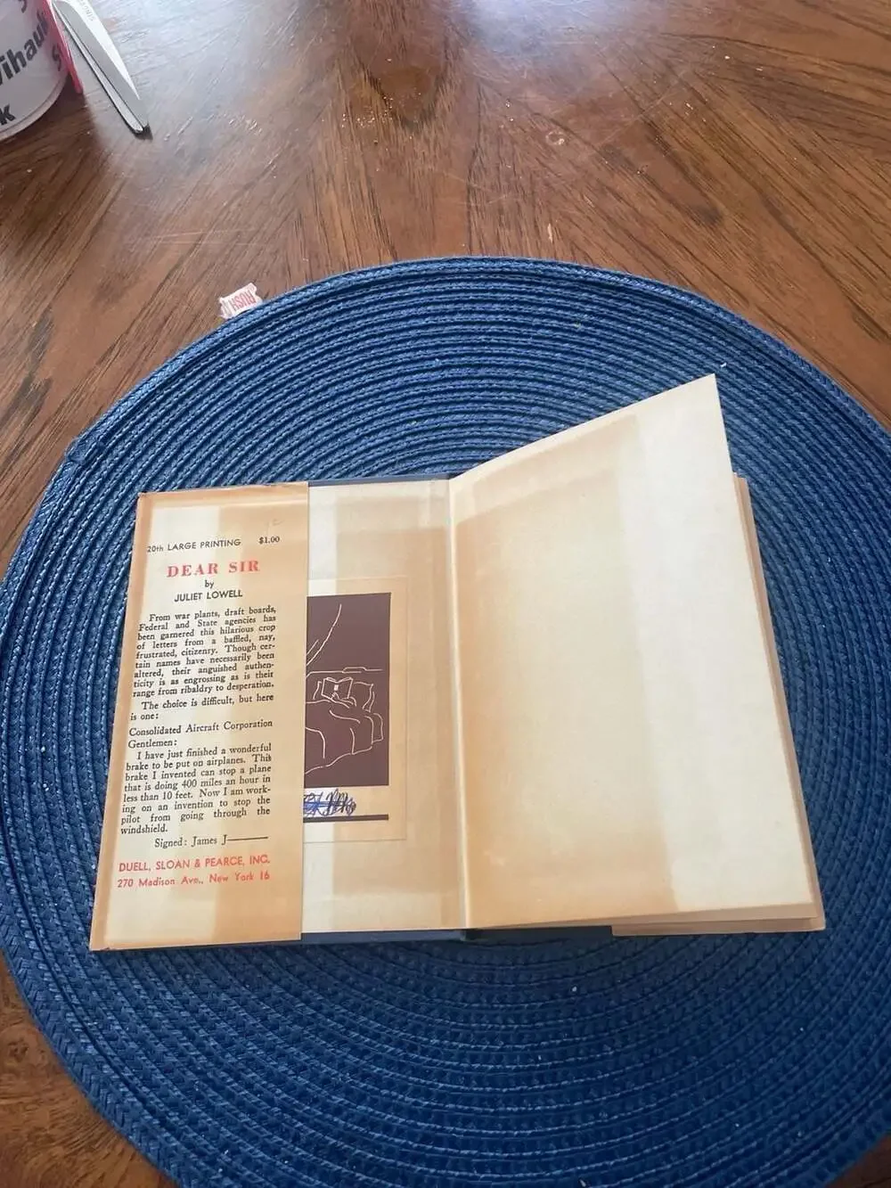 Dear Sir by Juliet Lowell 1944 Vintage 20th Printing Hardcover Book